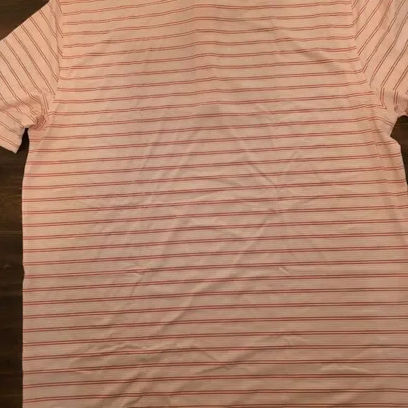 Maelreg Men's Golf Polo Shirt Medium Pink Red Stripe Performance NWT - Picture 5 of 5